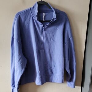 Fabletics Quarter-Zip Sweatshirt - Lavender Crop Oversized